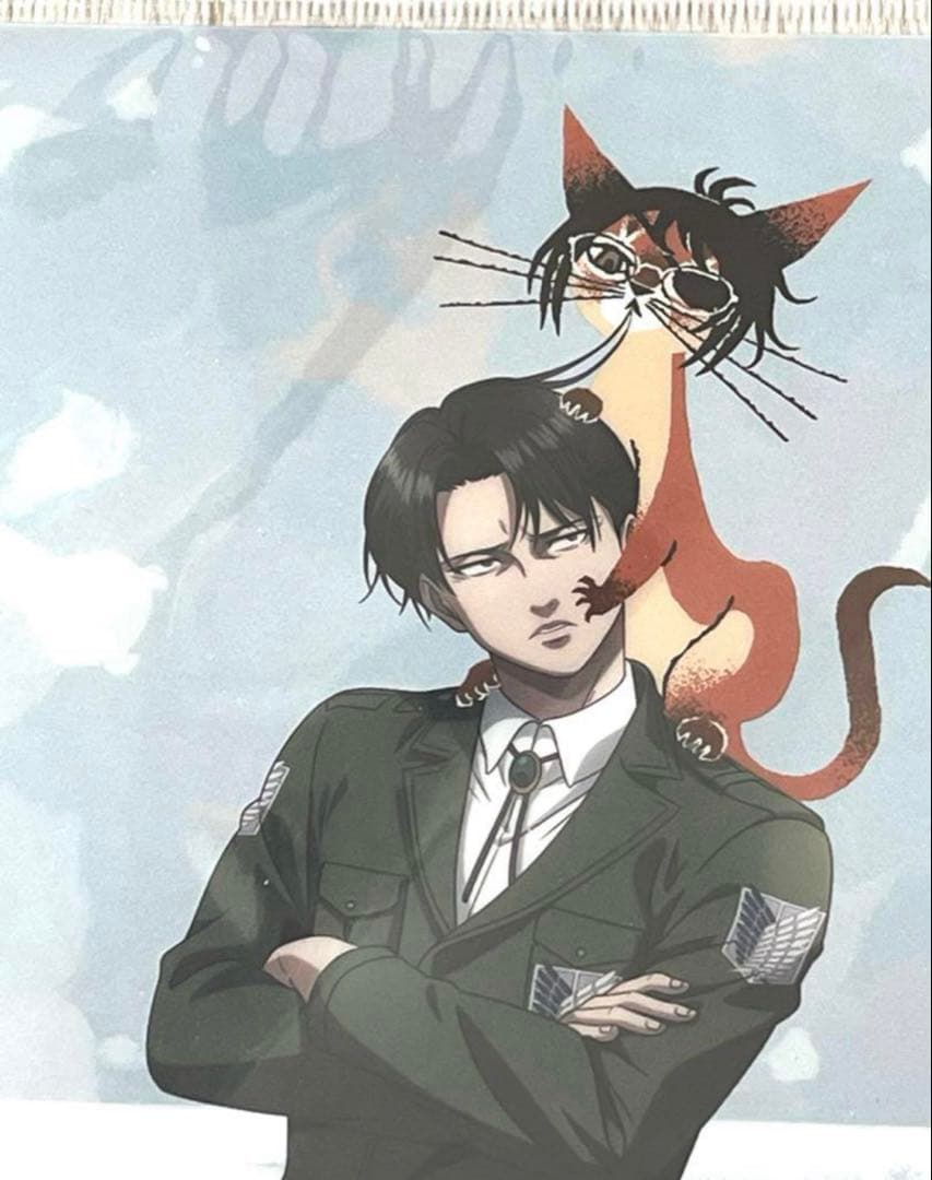 進撃の巨人　黒ねこ意匠　リヴァイ　エレン　3枚セット
