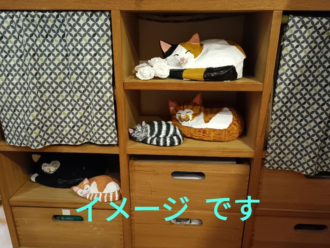 【オリジナル　張り子ペット骨壷:眠り猫】グレー・シャム猫