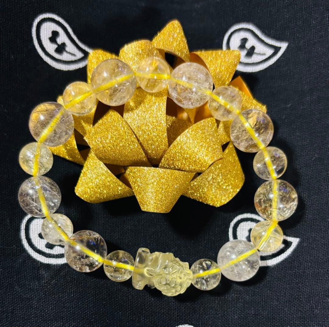 天然石　シトリン　お金くいこちゃん　シルバールチル