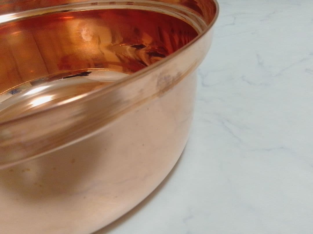 未使用 山菜鍋 純銅鍋 直径約33cm くすみ、変色有り 木蓋付 囲炉裏鍋