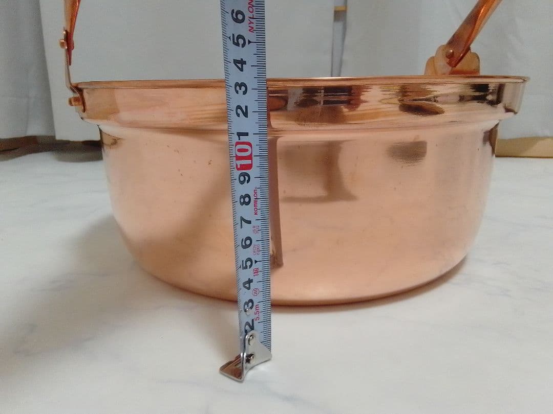 未使用 山菜鍋 純銅鍋 直径約33cm くすみ、変色有り 木蓋付 囲炉裏鍋