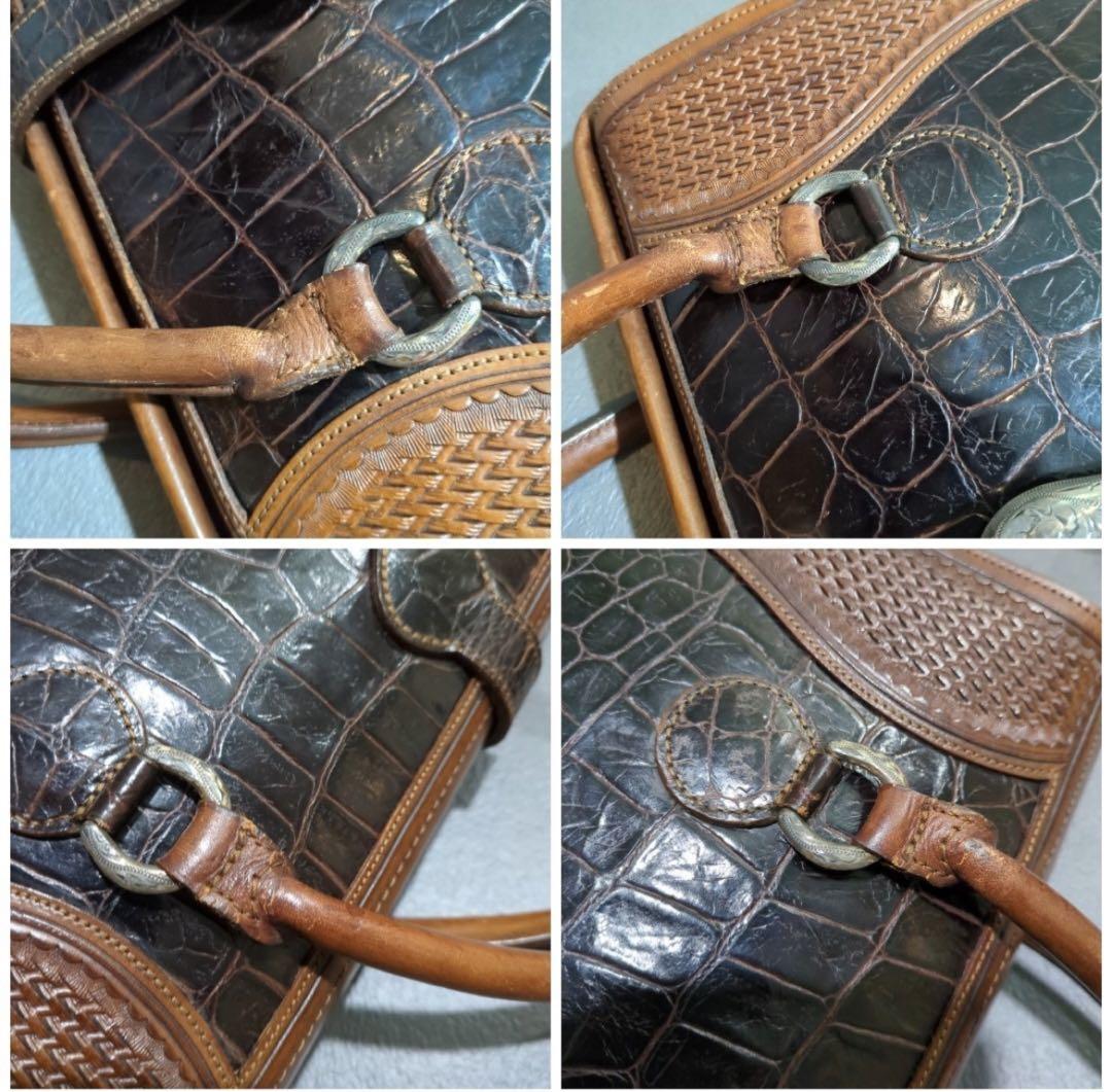 VOGT クロコダイル型押し レザーハンドバック　シルバー 14Kゴールド
