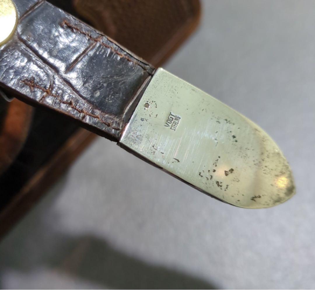 VOGT クロコダイル型押し レザーハンドバック　シルバー 14Kゴールド