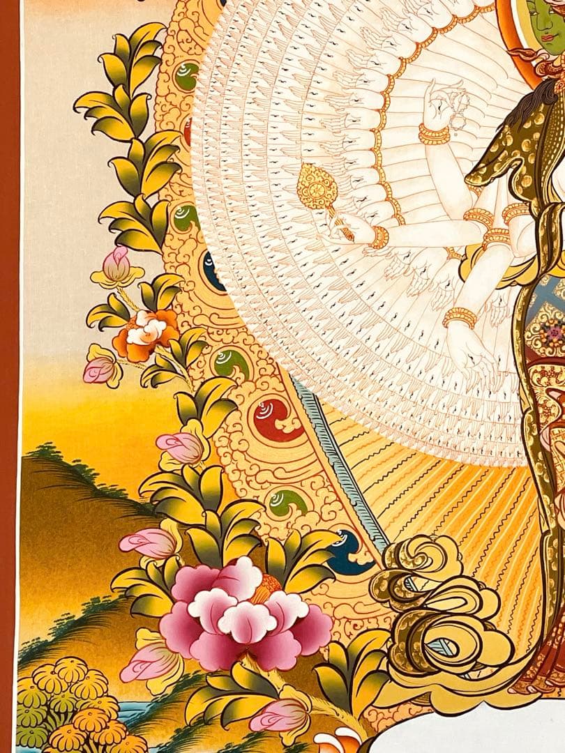 本金使用 チベット密教 十一面観音 千手観音 曼陀羅 手描き 至宝 レア 新品