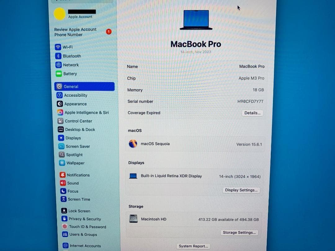 MACBOOK PRO M3Pro 14インチ スペースブラックMRX33J/A