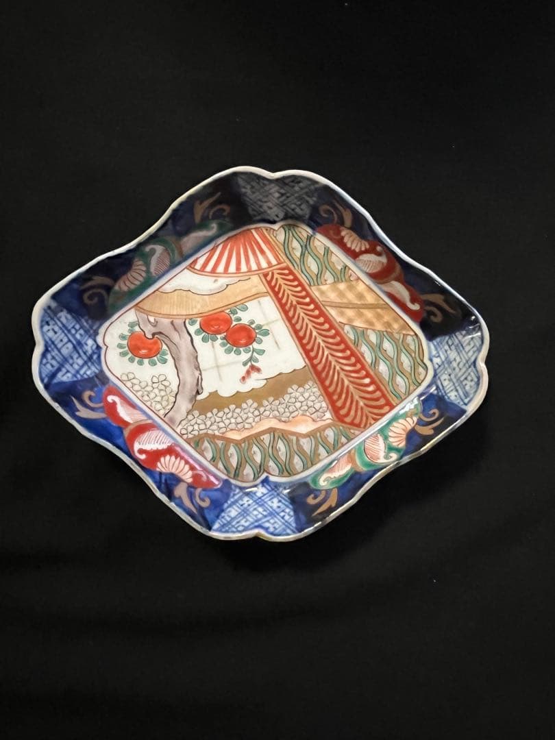 わ*め様 有田焼 伊万里焼 古伊万里 色絵 金彩 菱皿 刺し身皿 4客 管理A3