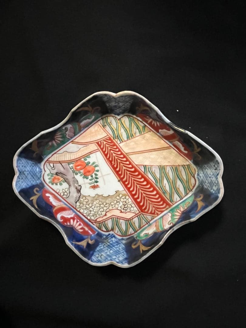 わ*め様 有田焼 伊万里焼 古伊万里 色絵 金彩 菱皿 刺し身皿 4客 管理A3