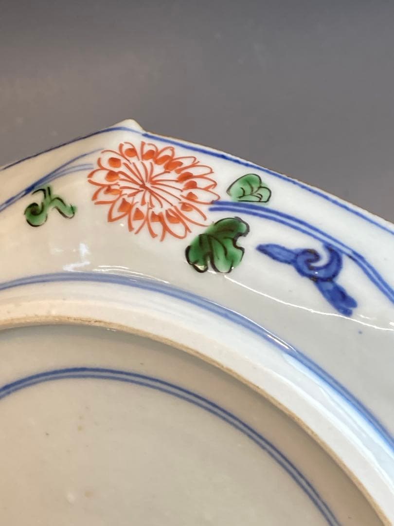 須田青華 作 色絵祥瑞八角皿 共箱 直径22cm 懐石料理 日本料理