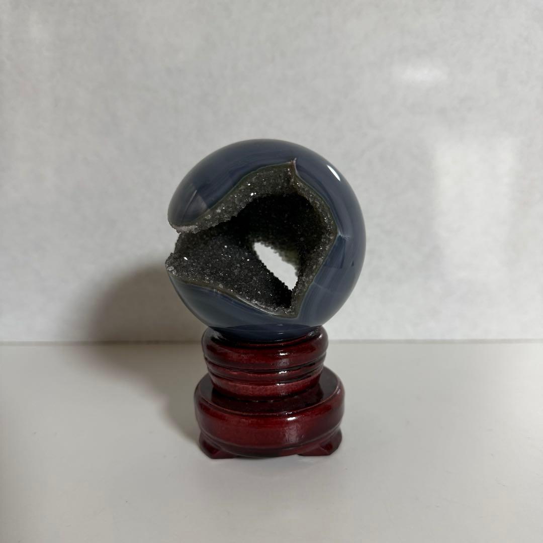 308g 可愛すぎる アメジスト ドゥルー ジー 瑪瑙 笑口 台座付 天然石