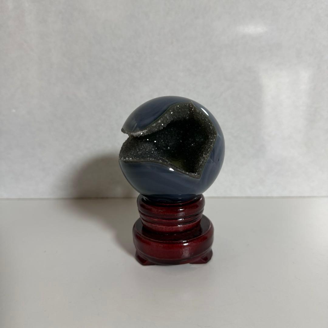 308g 可愛すぎる アメジスト ドゥルー ジー 瑪瑙 笑口 台座付 天然石