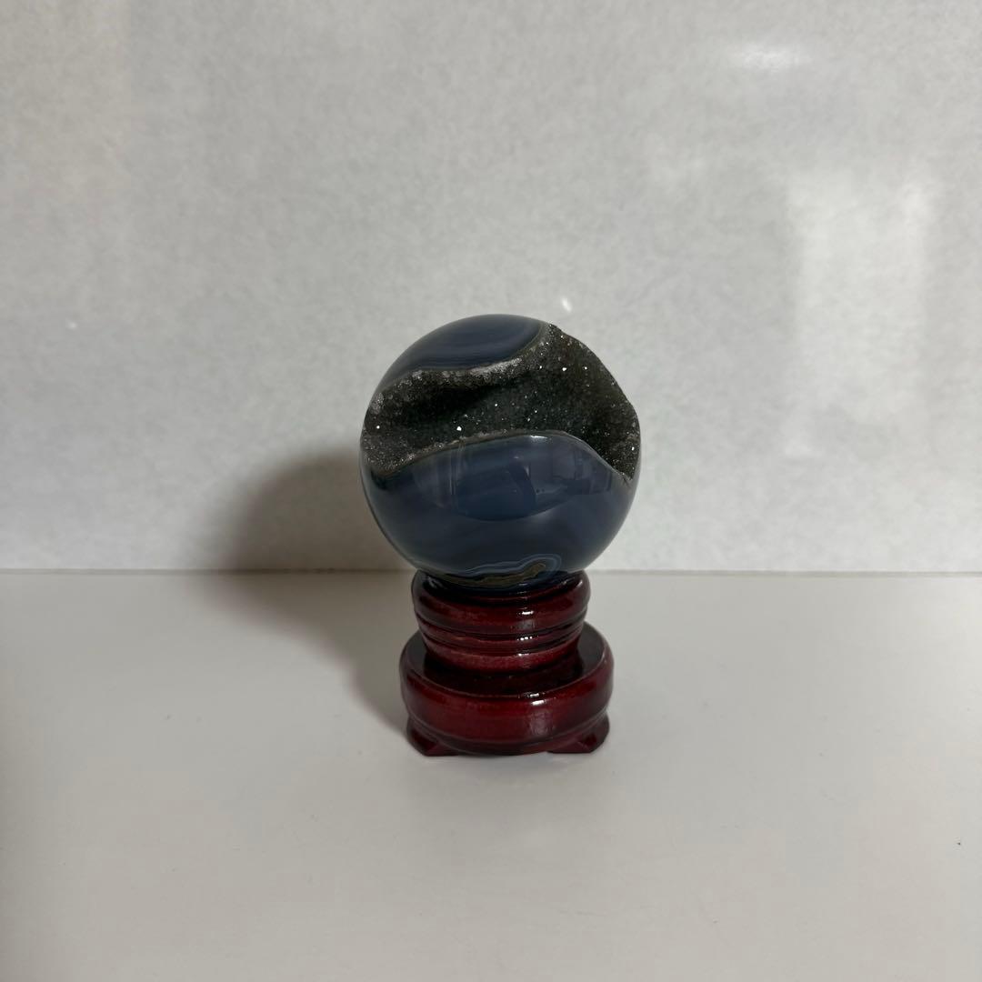 308g 可愛すぎる アメジスト ドゥルー ジー 瑪瑙 笑口 台座付 天然石