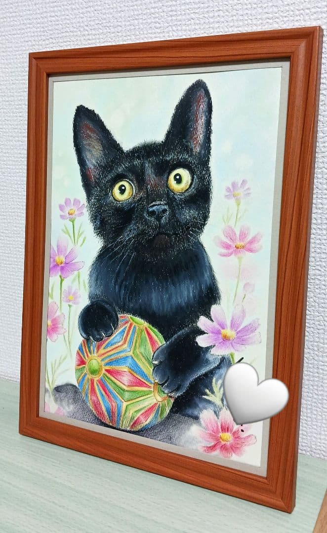 ミクストメディアアート　色鉛筆　オイルパステル　パンパステル/ ペット似顔絵A4