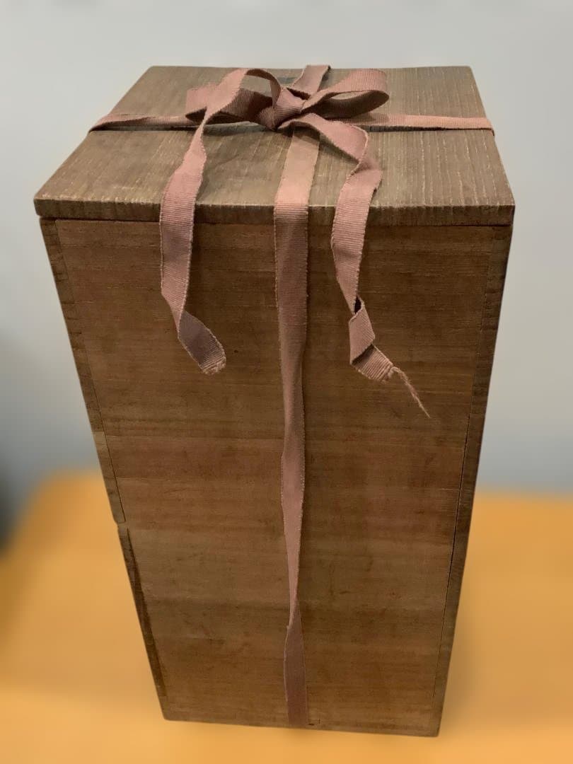 真葛香山 宮川香山 黄釉 青華 梧桐画 花瓶 共箱