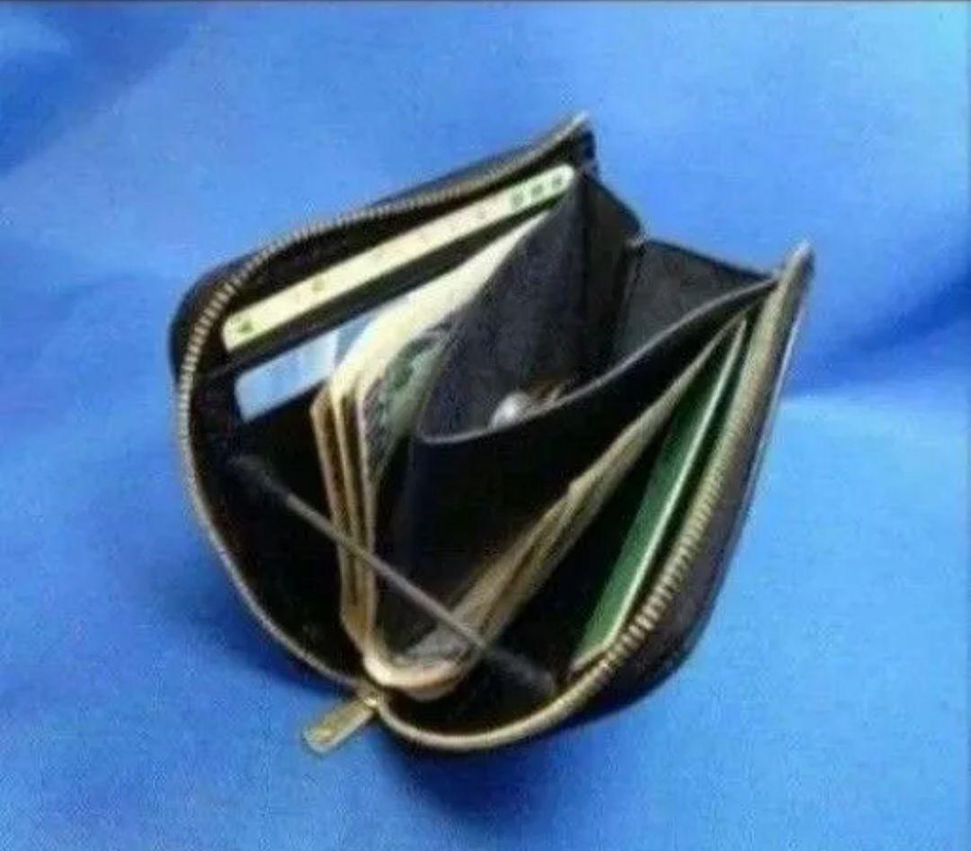 レザークラフト コードバン蝋引き革 黒色 L字ファスナー財布 ★HG 在庫有り