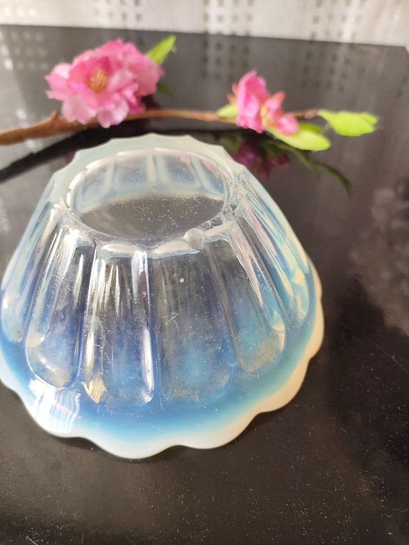 和柄陶器 ガラスサンデーカップ 昭和レトロかき氷グラス、氷コップ 3点セット