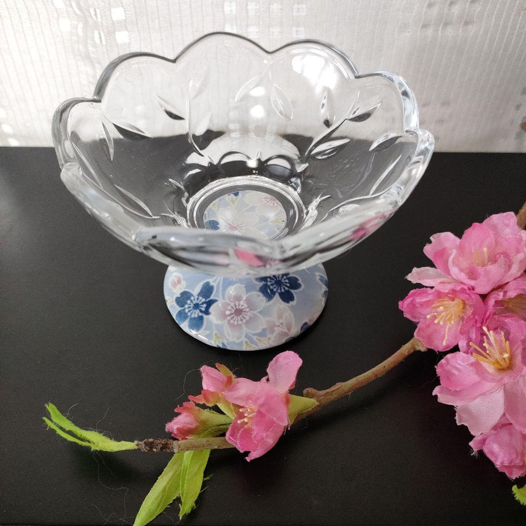 和柄陶器 ガラスサンデーカップ 昭和レトロかき氷グラス、氷コップ 3点セット