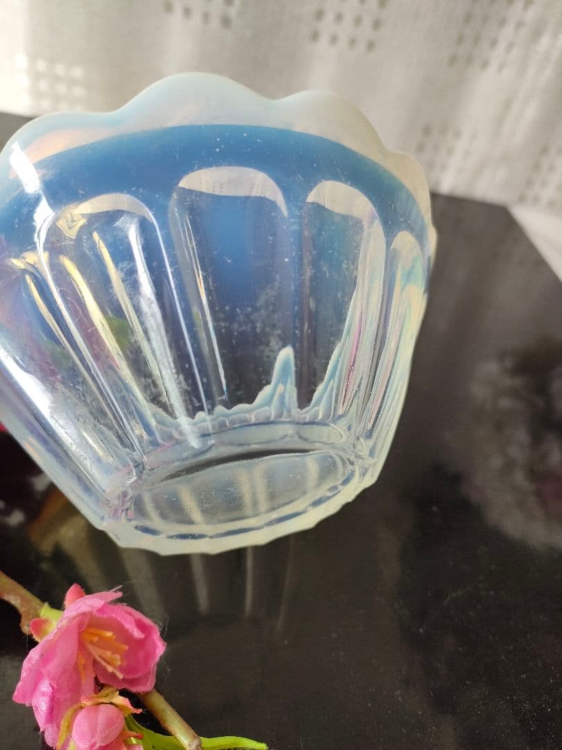 和柄陶器 ガラスサンデーカップ 昭和レトロかき氷グラス、氷コップ 3点セット