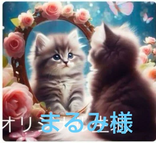 ★オーダーページ★ハンカチ　鏡　ネコちゃん柄　ブルー5/24　りんりん様パネル