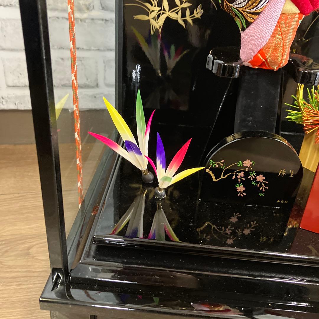 A-4 昭和レトロ 美品 正月飾り 羽子板 ケース飾り 花堤 藤娘 縁起物 工芸