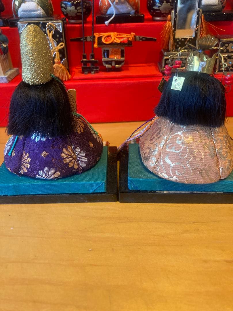 アンティーク　小さな木目込み雛人形　豆雛　五段飾り