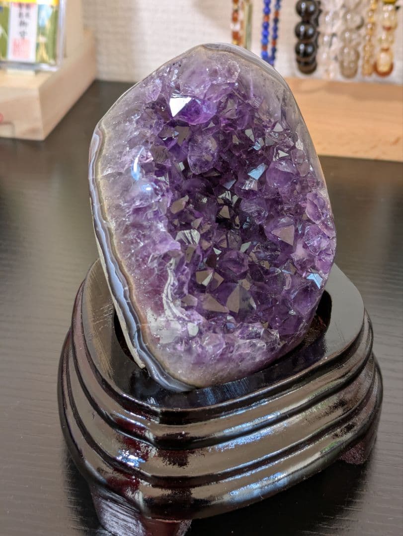 最終価格✨ 高品質✨ アメジストクラスター 木製台座付き