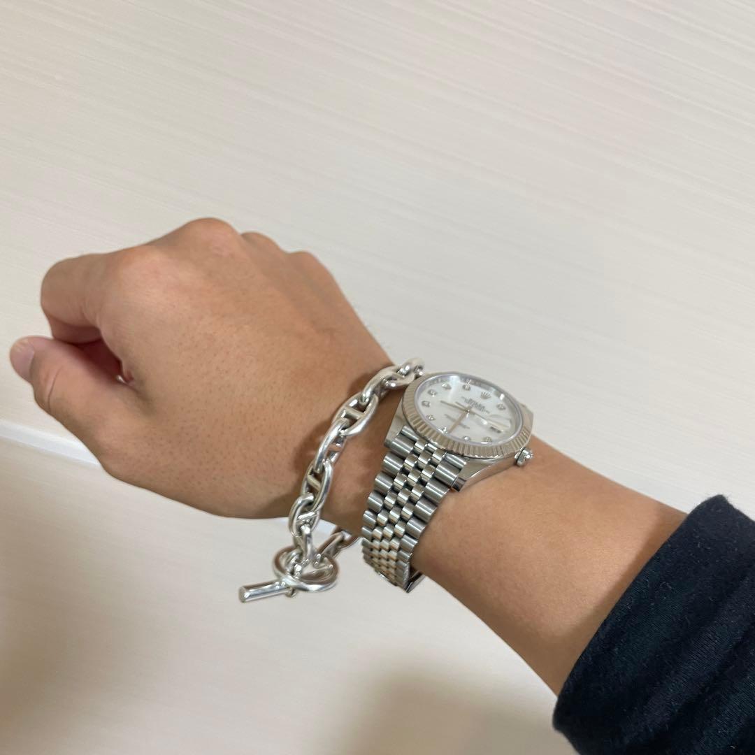 最後 シルバー925 アンカーチェーンブレスレット シェーヌダンクル MM