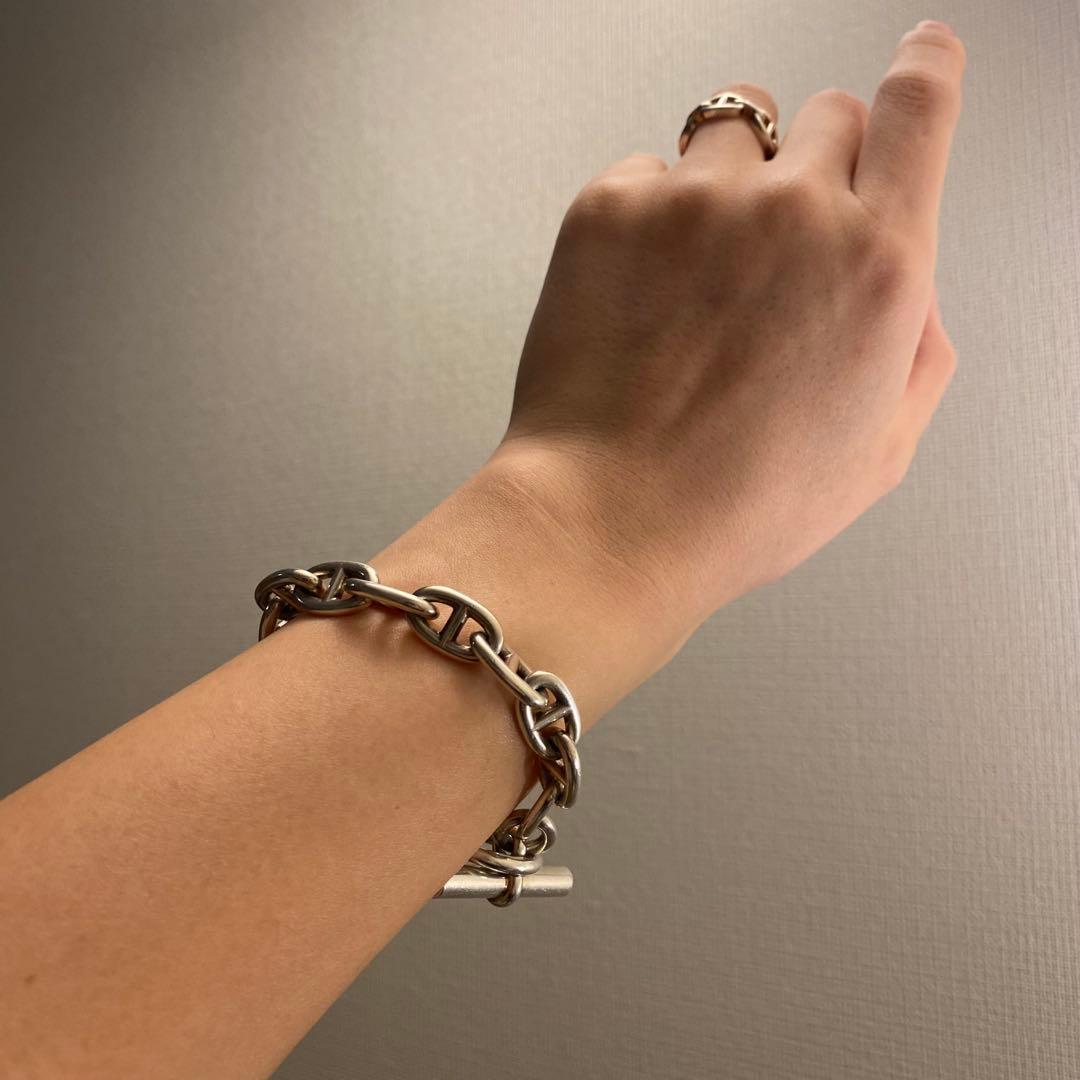 最後 シルバー925 アンカーチェーンブレスレット シェーヌダンクル MM