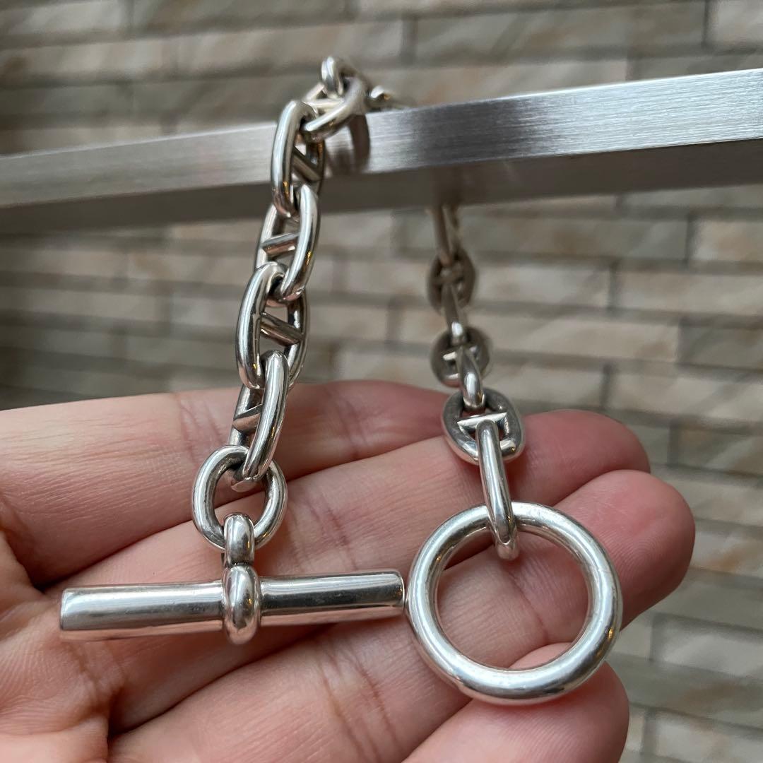 最後 シルバー925 アンカーチェーンブレスレット シェーヌダンクル MM