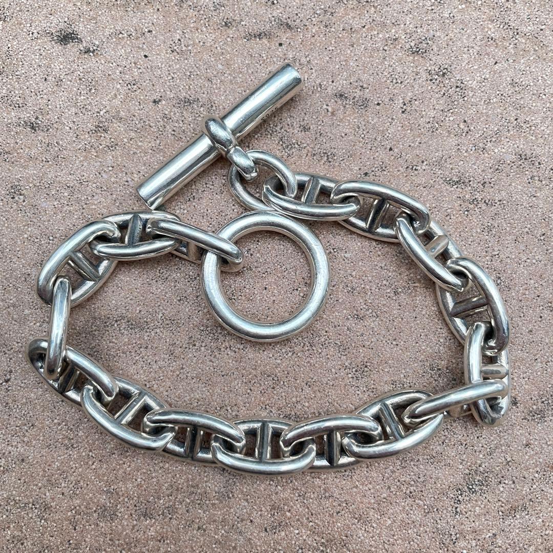 最後 シルバー925 アンカーチェーンブレスレット シェーヌダンクル MM