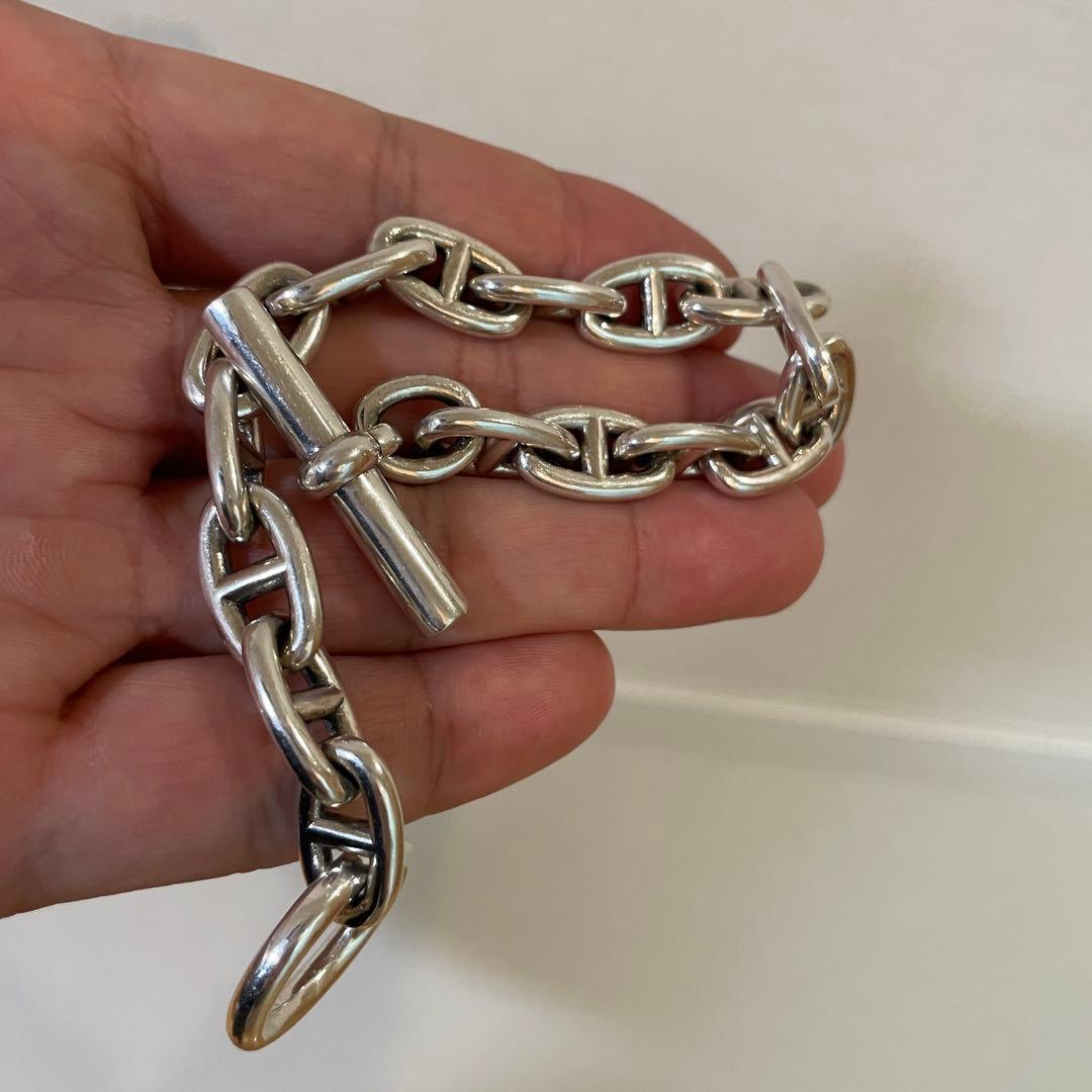 最後 シルバー925 アンカーチェーンブレスレット シェーヌダンクル MM