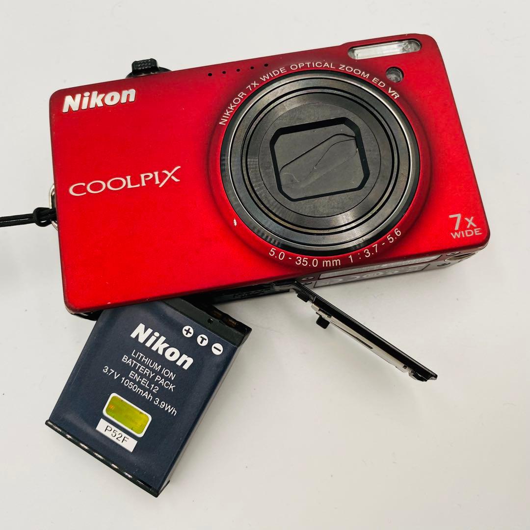 動作確認済 Nikon COOLPIX S6000 レッドボディ デジカメ
