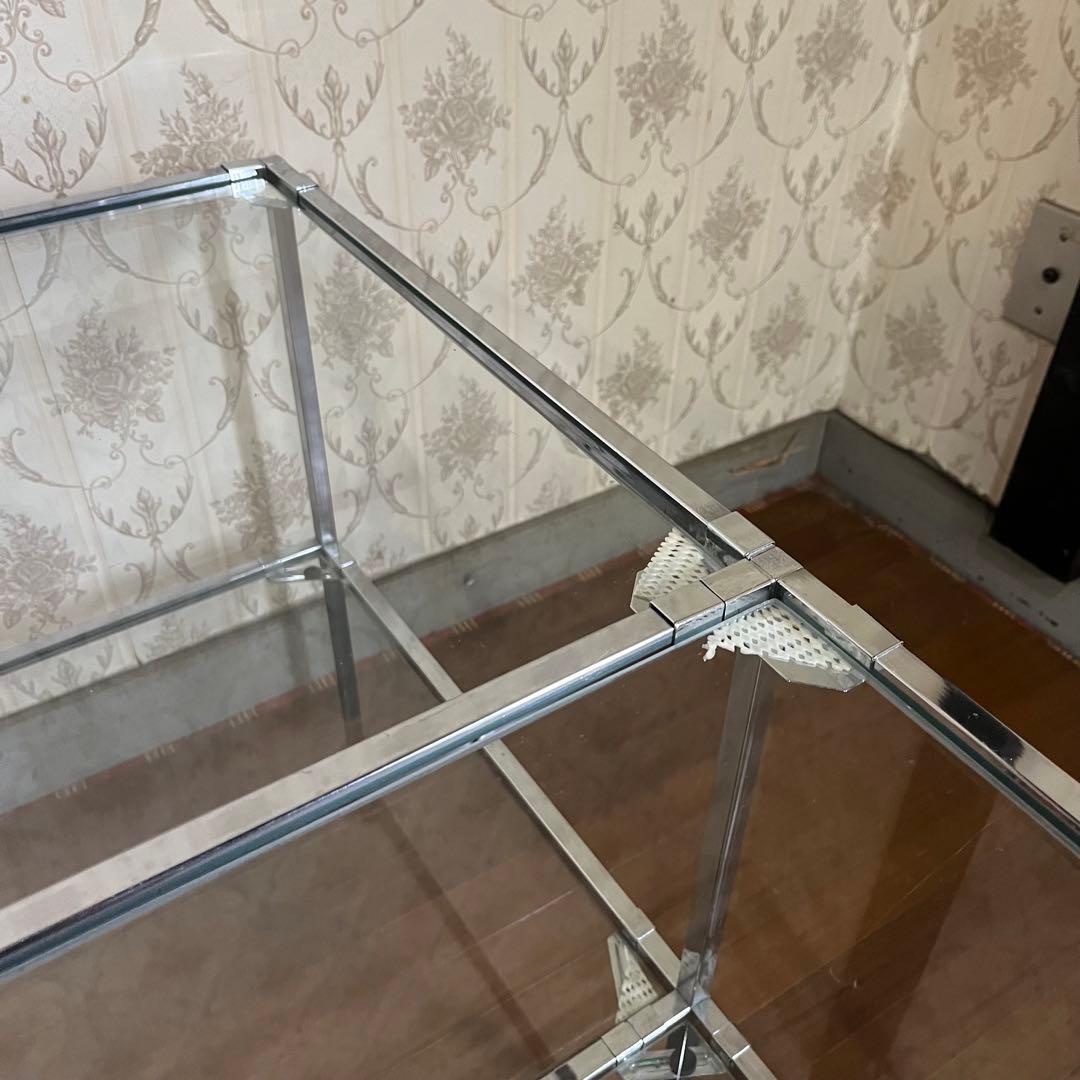 【アンティーク】アイアンフレーム 2段 ガラスラック 飾り棚 シェルフ 什器