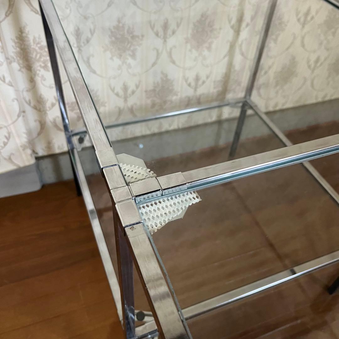 【アンティーク】アイアンフレーム 2段 ガラスラック 飾り棚 シェルフ 什器