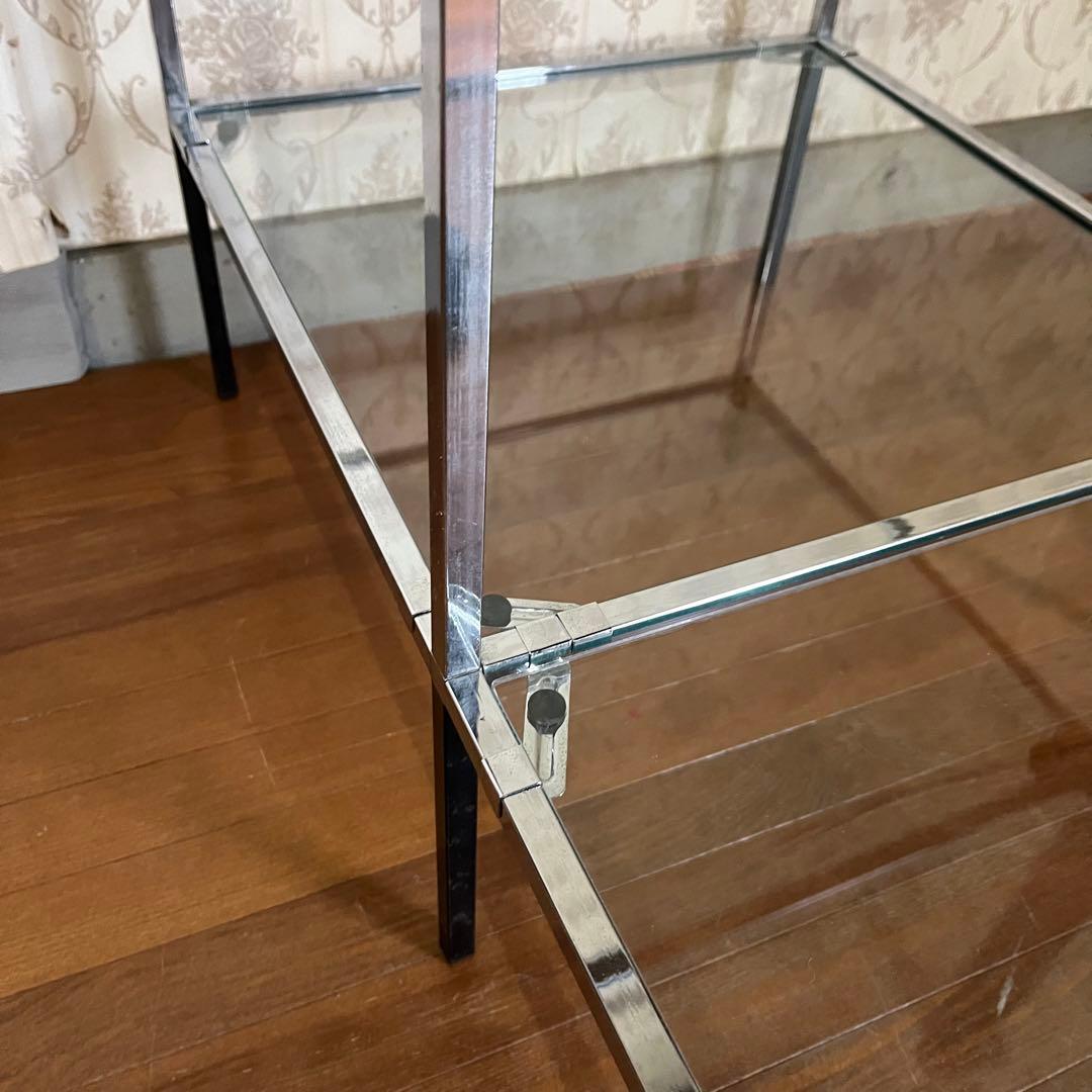 【アンティーク】アイアンフレーム 2段 ガラスラック 飾り棚 シェルフ 什器