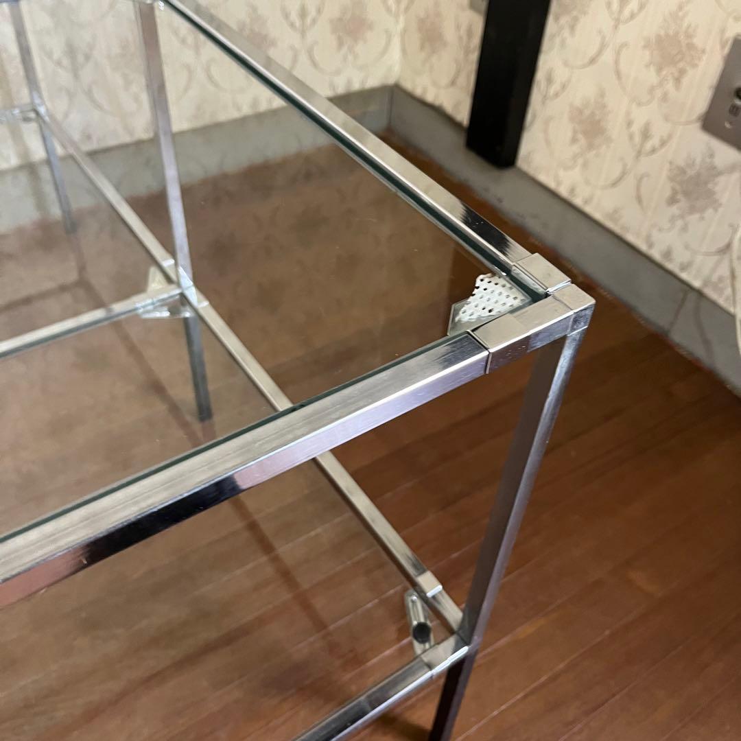 【アンティーク】アイアンフレーム 2段 ガラスラック 飾り棚 シェルフ 什器