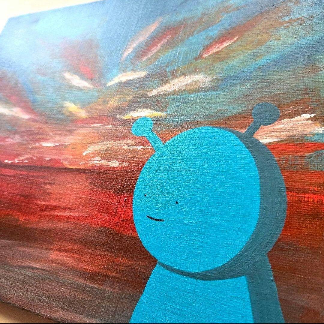 たそがれ　(風景画/アクリル画/キャンバス/アート/宇宙人)