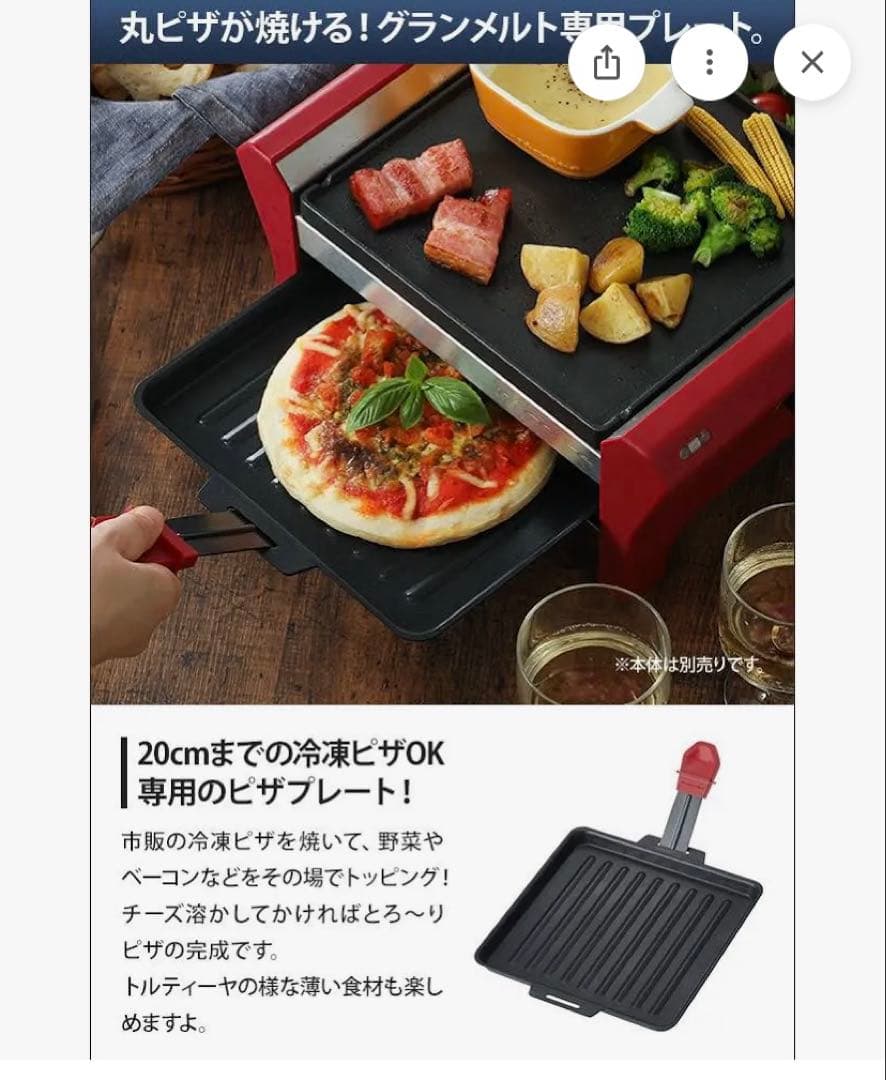 レコルト　ラクレットフォンデュメーカー グランメルト　ピザプレート付き