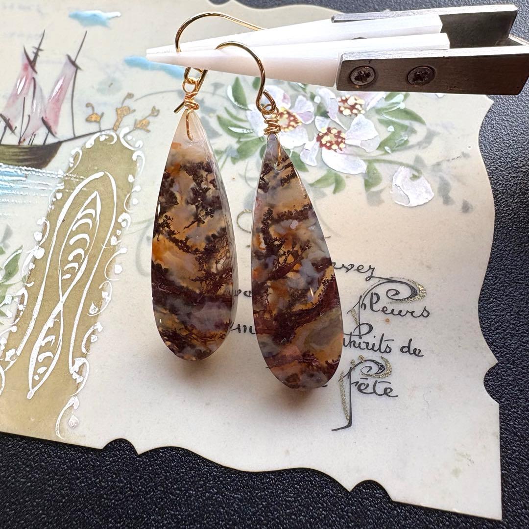 《1点限定》ブラウンモスアゲート＊ピアスorイヤリング