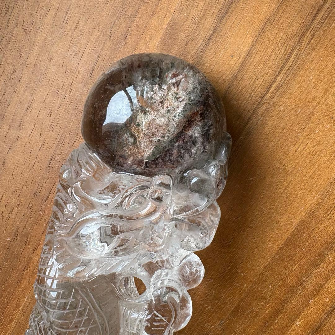 天然石 ガーデンクォーツ 龍 置物445g
