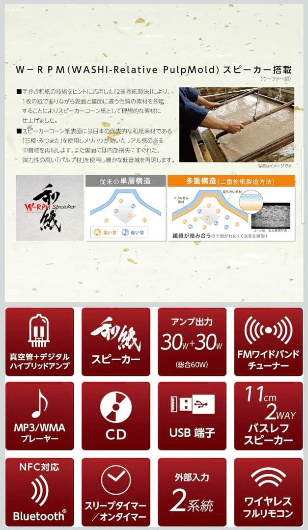 SANSUI 真空管ハイブリッドアンプ搭載CDステレオシステムSMC-300BT