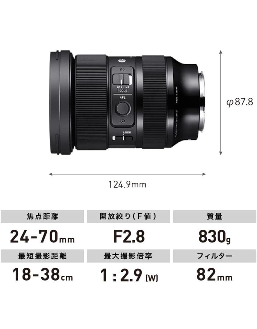 SIGMA 24-70mm F2.8 DG DN ズームレンズ　art おまけ付