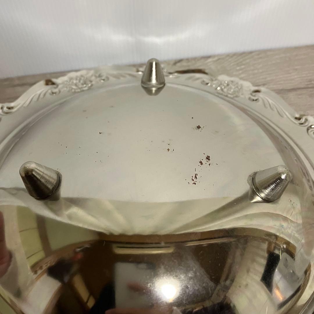 D-5 銀仕上げ シルバーボウル 菓子器 バラ レリーフ 足付き飾り皿