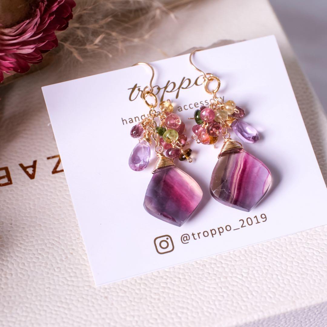 dino13 ♦︎14kgfレインボーフローライト/イヤリング