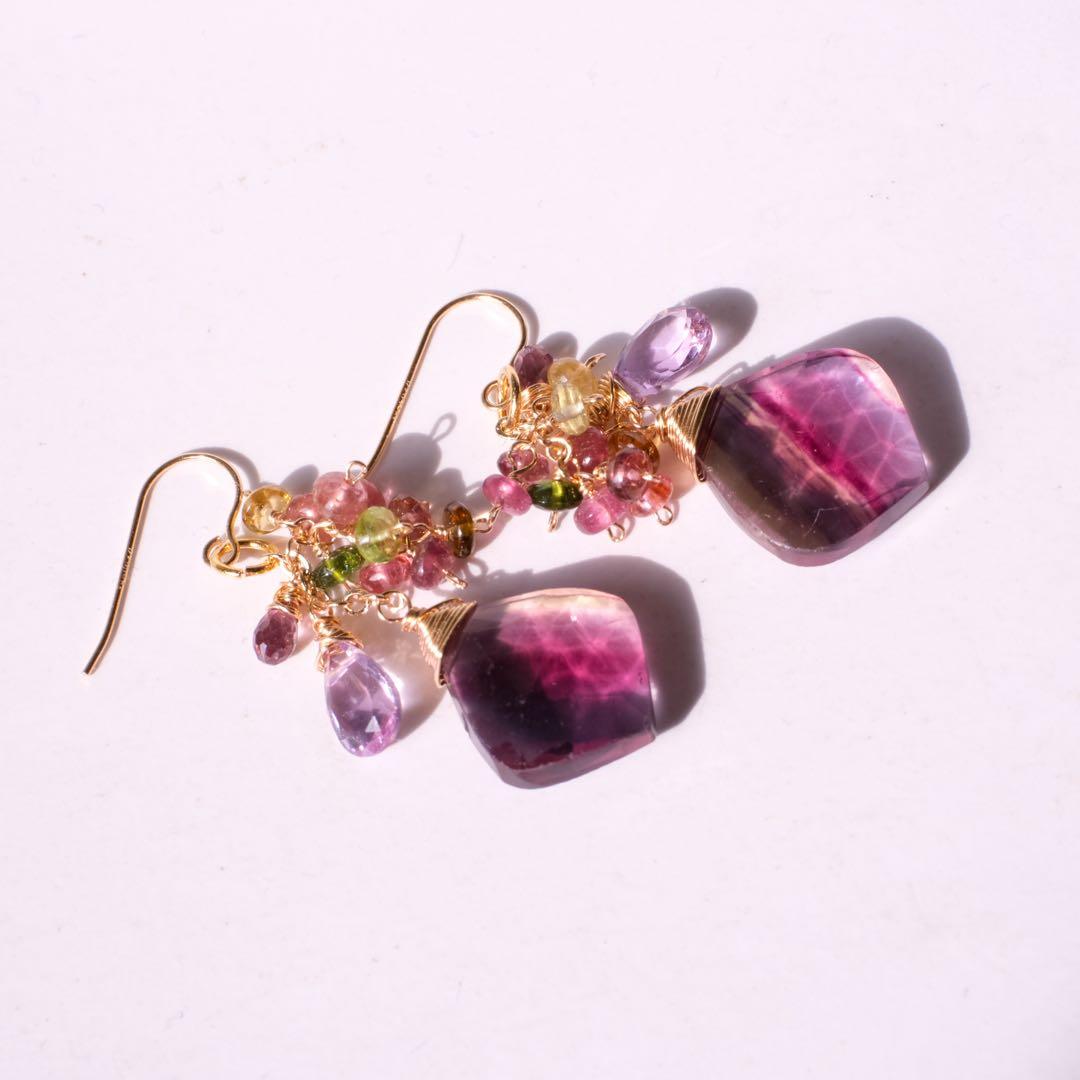 dino13 ♦︎14kgfレインボーフローライト/イヤリング