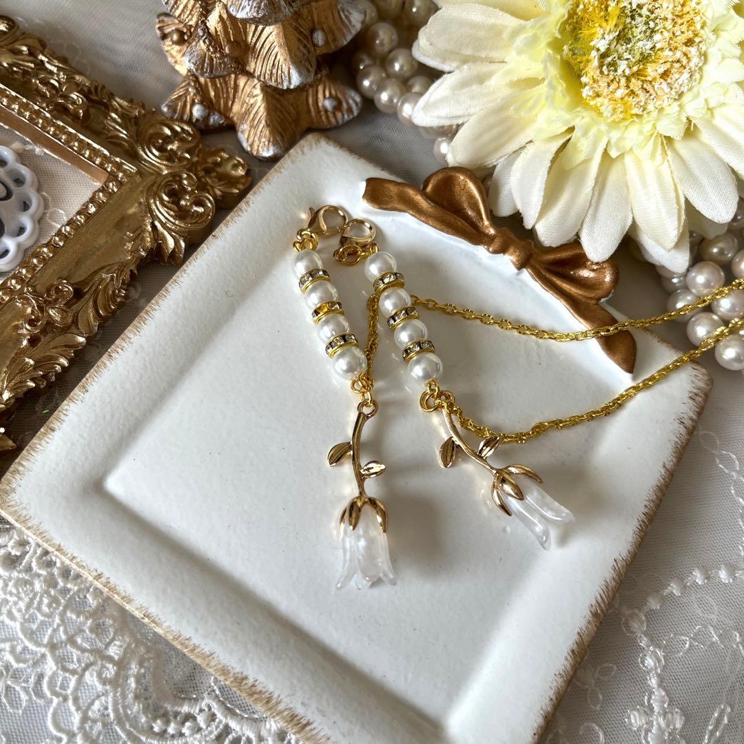 ♪651❤️ 花　パール　ロンデル　マスクチェーン　メガネチェーン　マスク