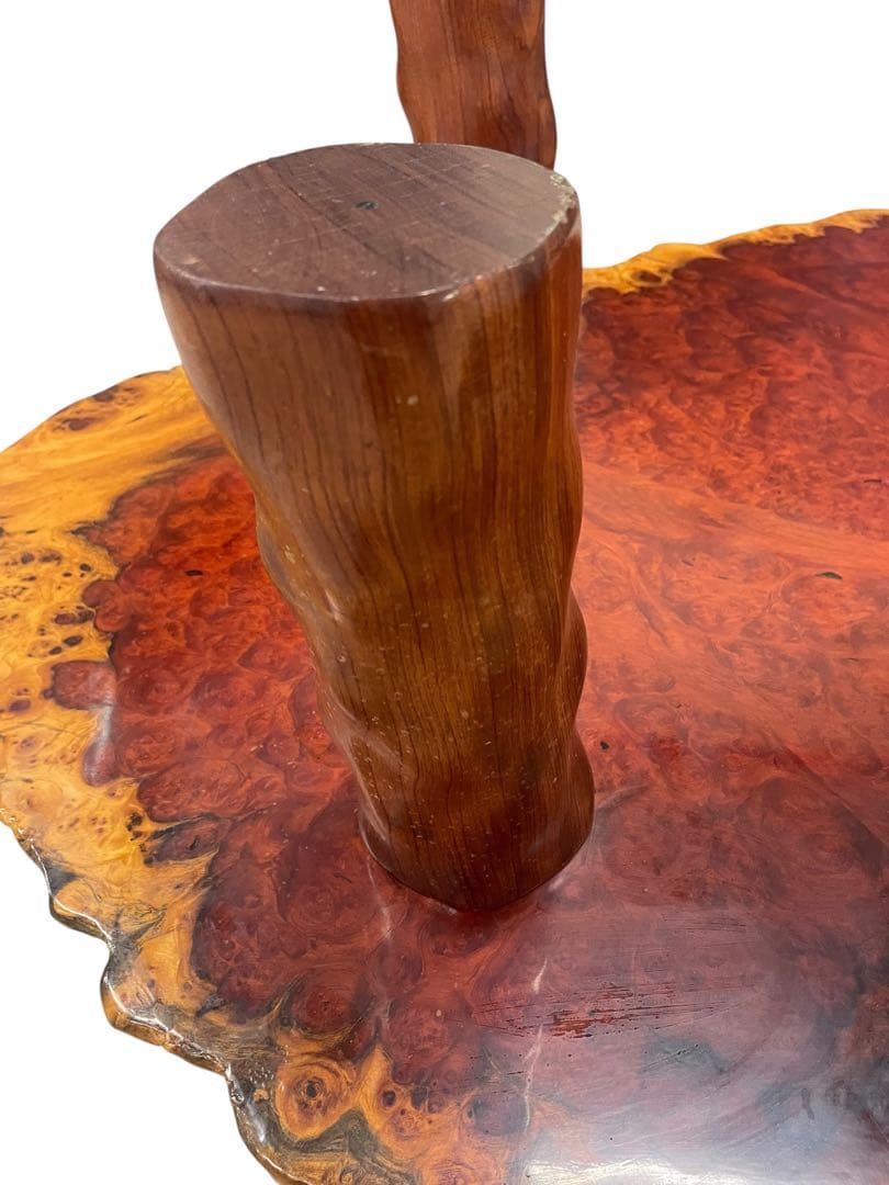 希少 花梨瘤 一枚板 無垢テーブル 不規則形状 瘤杢 高級座卓 天然木 一点物