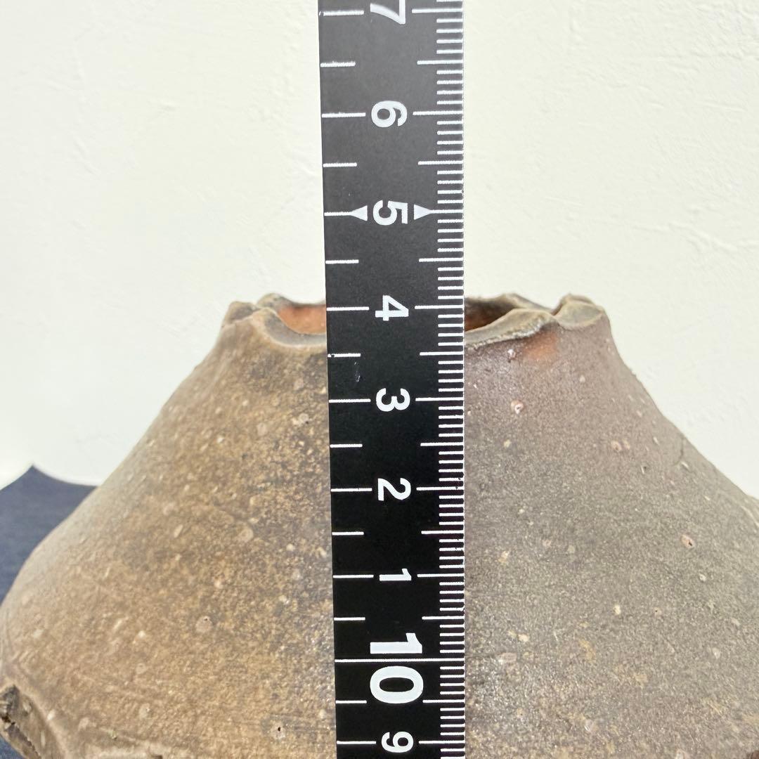 【名門】信楽焼 五代 上田直方 焼締 壺 矢印銘 無形文化財 共箱付 景色