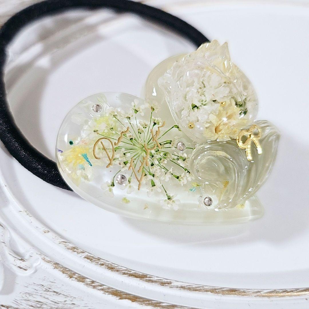 【99】黄色 ぷっくりチューリップ レジンヘアゴム ハンドメイド