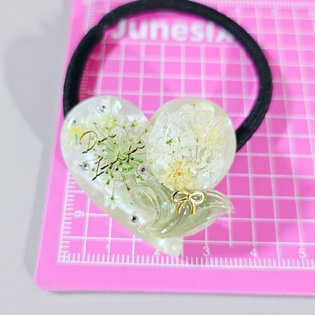 【99】黄色 ぷっくりチューリップ レジンヘアゴム ハンドメイド