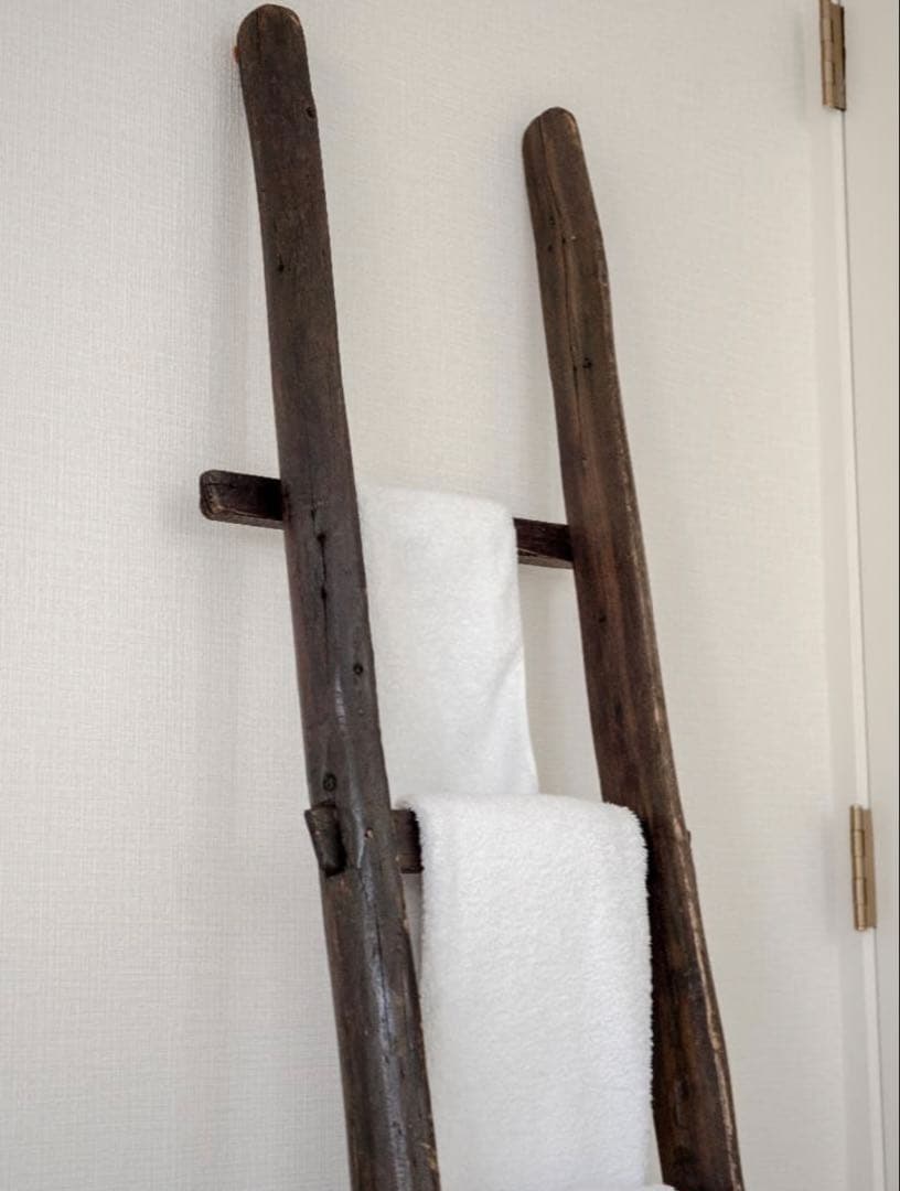 バスタオルハンガー　インテリアラダー、アンティークはしご、アンティークラダー